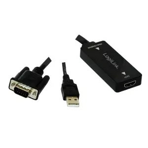 Pretvornik VGA (m) => HDMI (ž) Video ter USB avdio pretvornik Logilink (CV0060)