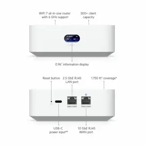 Usmerjevalnik brezžični Ubiquiti Cloud WiFi7 802.11be 7300Mbit/s MESH 1xLAN/WAN10GB (UX7)