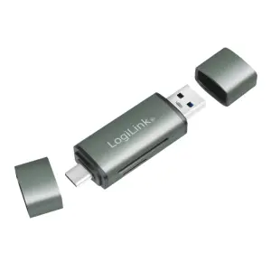 Zunanji čitalec kartic LogiLink USB 3.2 Gen1 za SD microSD srebrn (CR0043)