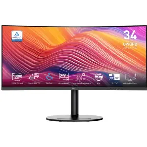 Monitor MSI 86,4 cm (34,0") MD342CQP 3440x1440 Curved 120Hz VA 1ms 2xHDMI DisplayPort 98W USB-C-Out Pivot Zvočniki 2x3W  DCI-P3-95% FreeSync Premium KVM HDR Modern