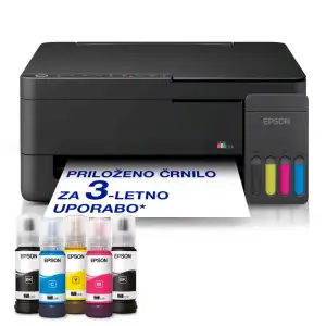Tiskalnik multifunkcijski brizgalni barvni Epson EcoTank L3350 A4 enostransko skeniranje USB WiFi 11ppm (C11CL62409)