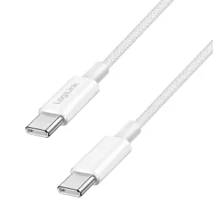 Kabel USB-C (m) => USB-C (m) 2.0 najlon ovoj 1,5m 60W 3A/20V 480Mbps PD3 bel LogiLink (CU0342)