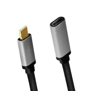 Kabel USB-C => USB-C 3.2 Gen2 Podaljšek 0,50m 5A 4K/60Hz alu črn/siv LogiLink (CUA0105)