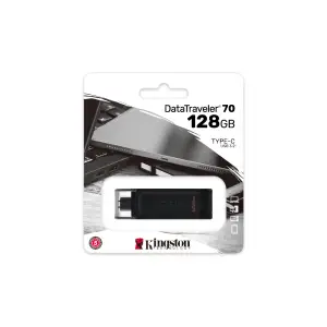 Spominski ključek 128GB USB-C Kingston DT70 80MB/s plastičen s pokrovčkom črn (DT70/128GB)