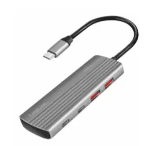 HUB USB-C => 2xUSB3.2 Gen2 tip A in 2xUSB-C3.2 Gen2 PD3.0 100W 10Gbps 20cm ALU ohišje space gray Logilink (UA0413)