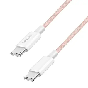 Kabel USB-C (m) => USB-C (m) 2.0 najlon ovoj 0,50m 60W 3A/20V 480Mbps PD3 roza LogiLink (CU0343)
