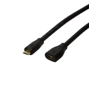 Kabel USB micro B (m) => micro B (ž) podaljšek 2,00m črn LogiLink (CU0123)