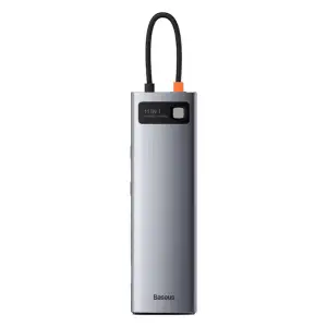 Priklopna postaja USB-C => 3x USB 3.0 tip A USB-C PD 100W 2x HDMI VGA microSD/SD RJ45 AUX Baseus Metal Gleam Series srebrn (CAHUB-CT0G)