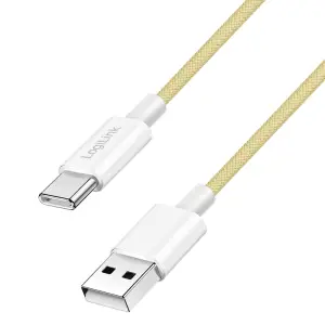 Kabel USB-C (m) => USB-A (m) 2.0 najlon ovoj 1,0m 60W 3A/20V 480Mbps PD3 rumen LogiLink (CU0333)
