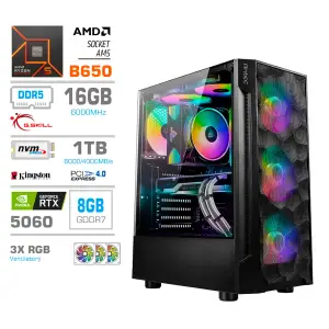 Računalnik MEGA MT S7 R5-7600/RTX5060/16GB-DDR5/1TB-4.0/750W/Brez OS RGB