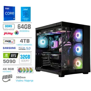 Računalnik MEGA MT S5 i9-14900K/RTX5090/64GB-DDR5/4TB/1050W/Brez OS/črna RGB