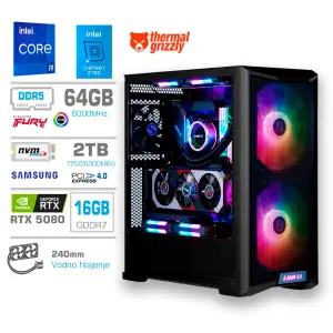 Računalnik MEGA TWR S10 i9-14900KF/RTX5080/64GB-DDR5/2TB/1000W/Brez OS/črna RGB