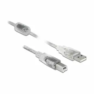 Kabel USB A => B 1,00m Delock dvojno oklopljen transparent (83892)