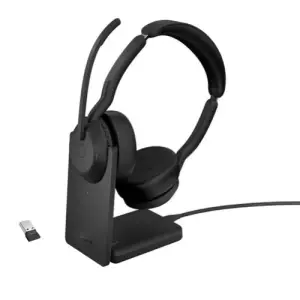Slušalke brezžične Jabra naglavne z mikrofonom BT Evolve2 55 Link380a UC Stereo  črna s stojalom za polnjenje (25599-989-989)