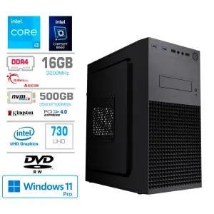 Računalnik MEGA MT S4 i3-13100/Intel 730/16GB/500GB-4.0/DVDRW/450W/Win11Pro