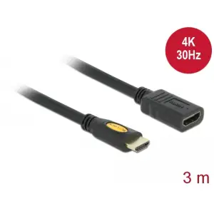 Kabel HDMI(m)=>HDMI(ž) 3,00m 4K/30Hz podaljšek pozlačeni kontakti Delock (83081)