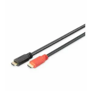 Kabel HDMI(m)=>HDMI(m) v1.4 15,00m  kabel z ojačevalcem pozlačeni kontakti črn Digitus (AK-330105-150-S)