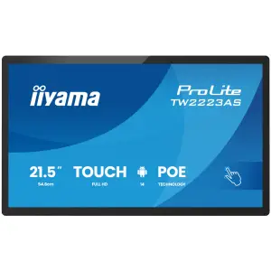 Interaktivni zaslon Iiyama 54,6 cm 21,5" TW2223AS-B3P 1920x1080 Android 14  - - na dotik PCAP POS VA 14ms HDMI USB-C 3xUSB3.2 Zvočniki  RJ45 RS-232