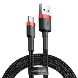 Kabel USB-C => USB-A 2.0 tekstil ovoj 0,50m 3A Baseus Cafule - črn (CATKLF-A91)