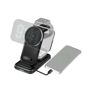 Brezžična polnilna postaja LogiLink 4v1 za pametni telefon, Apple in Samsung watch, AirPods, črna (PA0292)