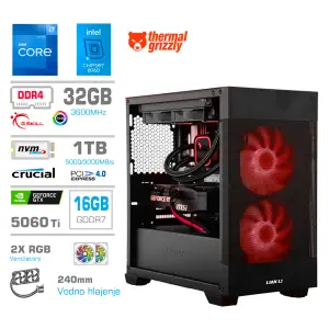 Računalnik MEGA MT S7X i7-12700KF/RTX5060Ti-16GB/32GB/1TB/750W/Brez OS/črna RGB + Estetski napajalni kabli [Rdeča / Črna]