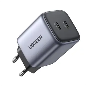 Hišni polnilec 100-240V => 2x USB-C 45W GaN II PD 3.0 Nexode Charger Ugreen črn